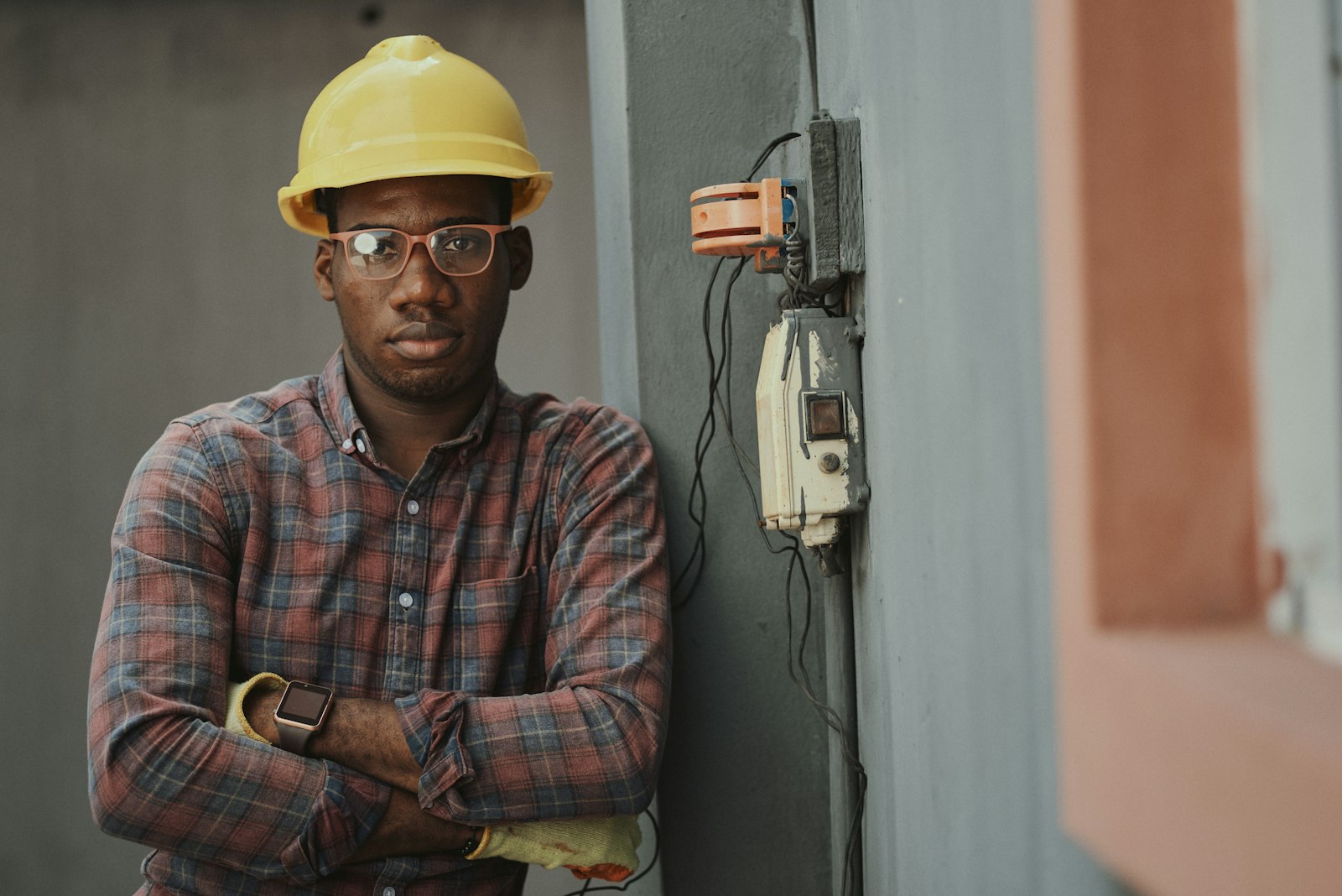 HomeTrades engineer in workwear and hard hat